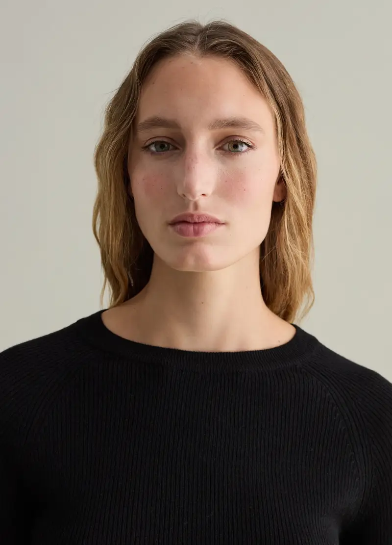 Maglia A Costine Con Maniche Raglan Contemporary, Donna, Nero miniatura 3