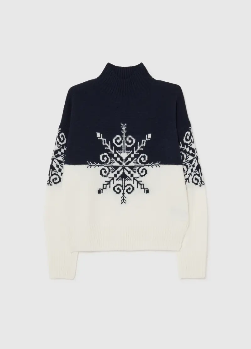 Maglione A Collo Alto Multicolor Vestibilità Over Con Motivo Jacquard, Donna, Multicolor