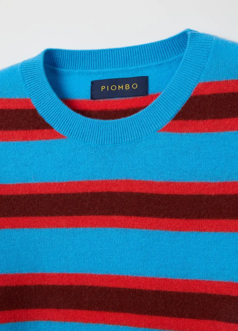 Maglione A Righe Multicolor In Pura Lana, Donna, Multicolor miniatura 2
