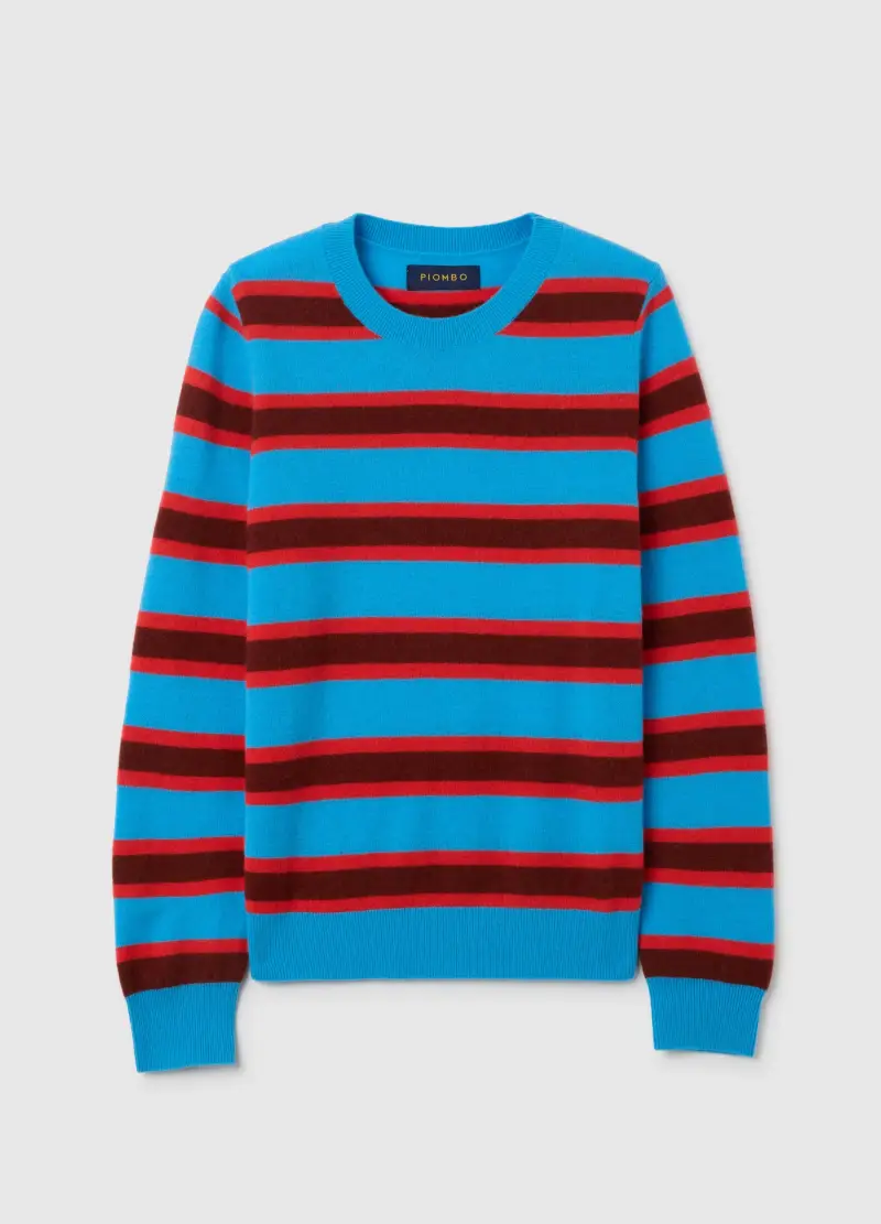 Maglione A Righe Multicolor In Pura Lana, Donna, Multicolor