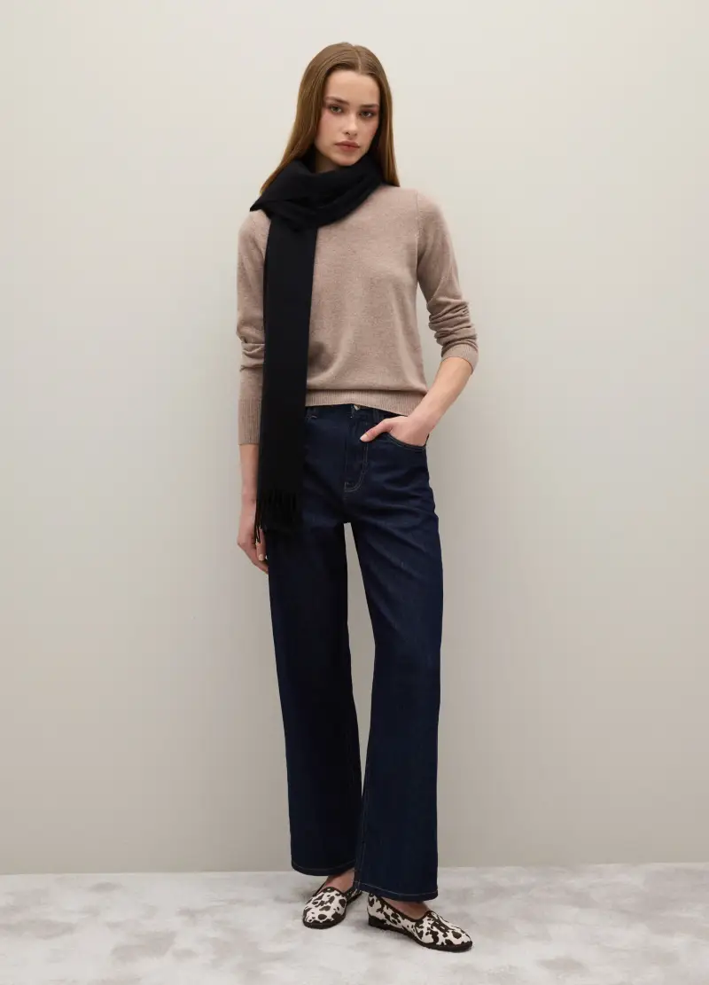 Maglione Beige Girocollo In Puro Cashmere Regular Fit, Donna, Beige miniatura 2