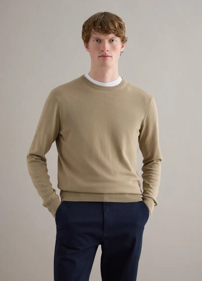 Maglione Beige In Puro Cotone, Uomo, Beige