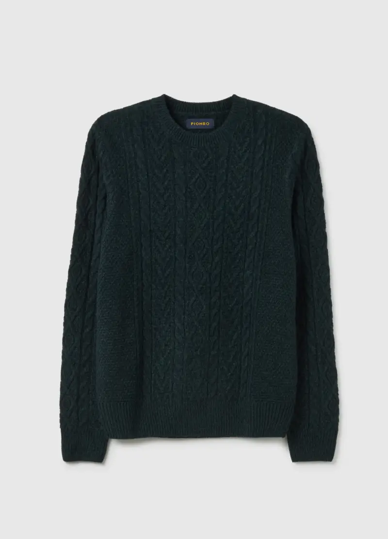 Maglione Girocollo Blu Con Lavorazione Jacquard Regular Fit, Uomo, Blu