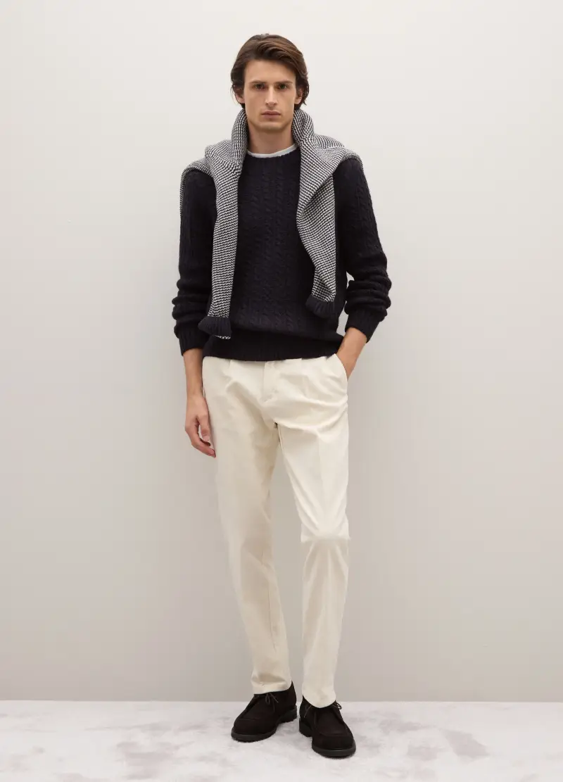 Maglione Girocollo Blu Con Motivo Jacquard Regular Fit, Uomo, Blu miniatura 2