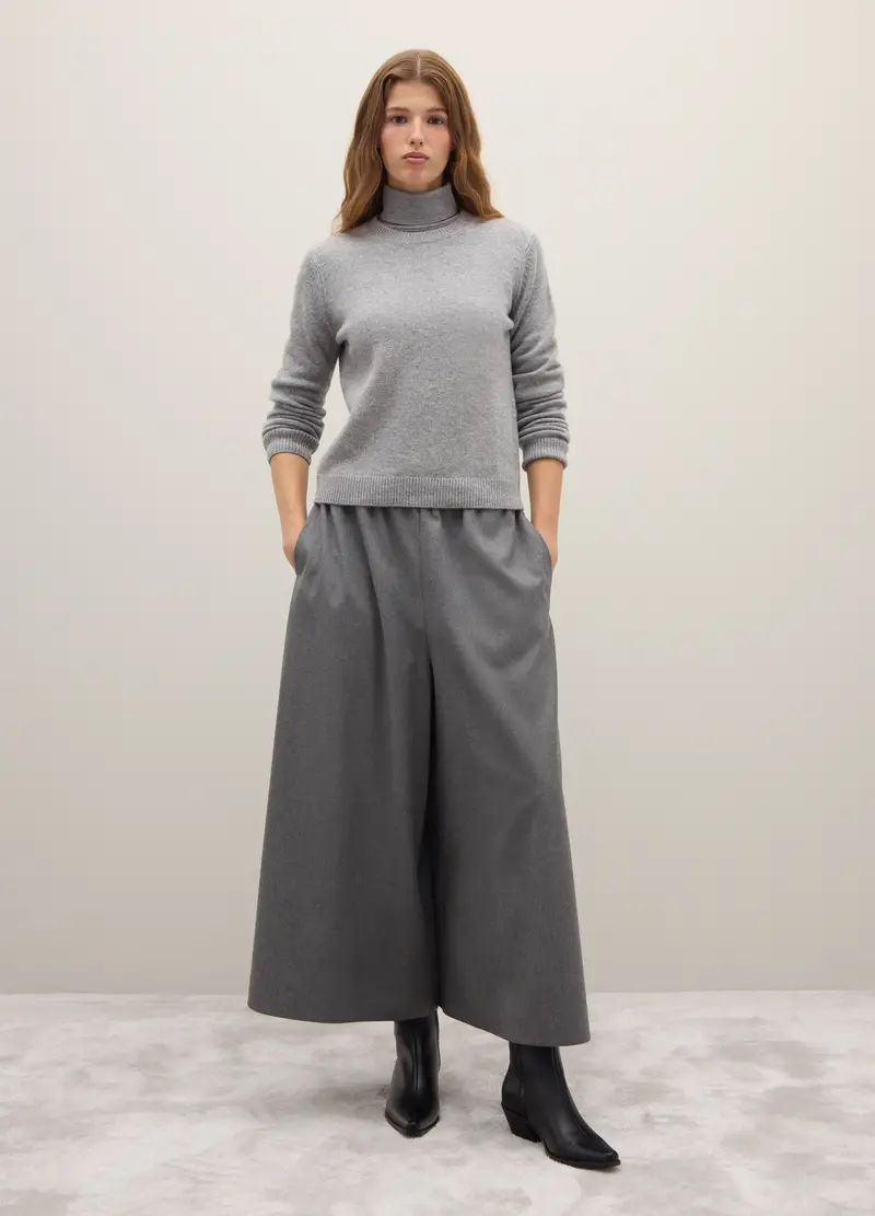 Maglione Girocollo In Misto Lana E Cashmere Grigio, Donna, Grigio