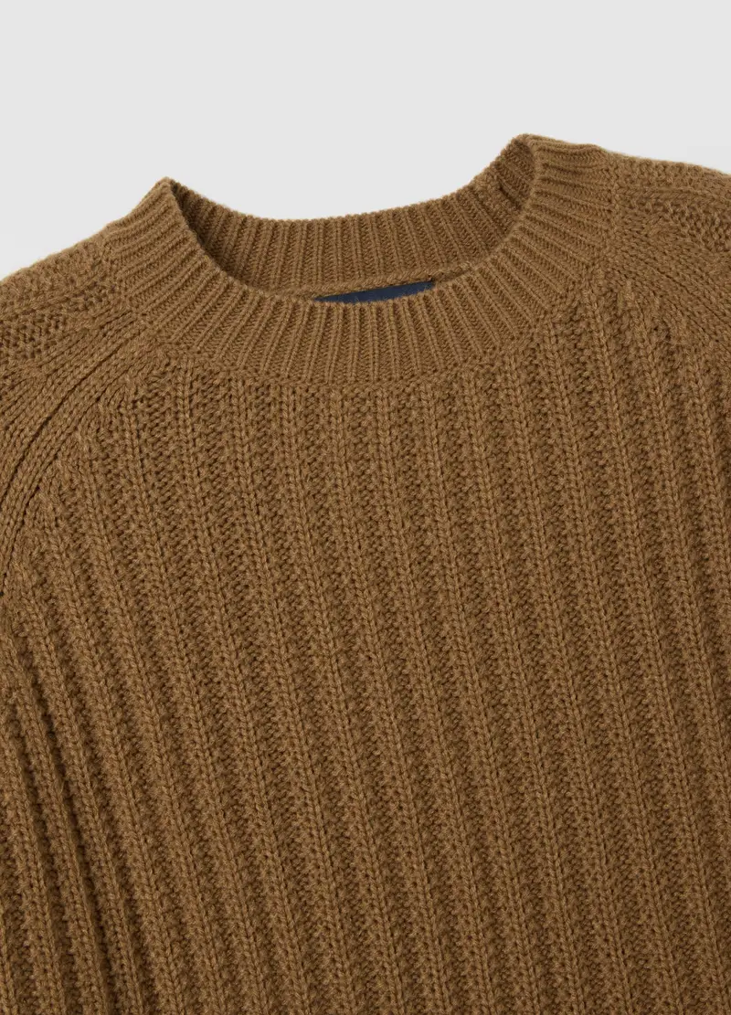 Maglione Girocollo Marrone Regular Fit Con Lavorazione A Maglia, Uomo, Marrone miniatura 2