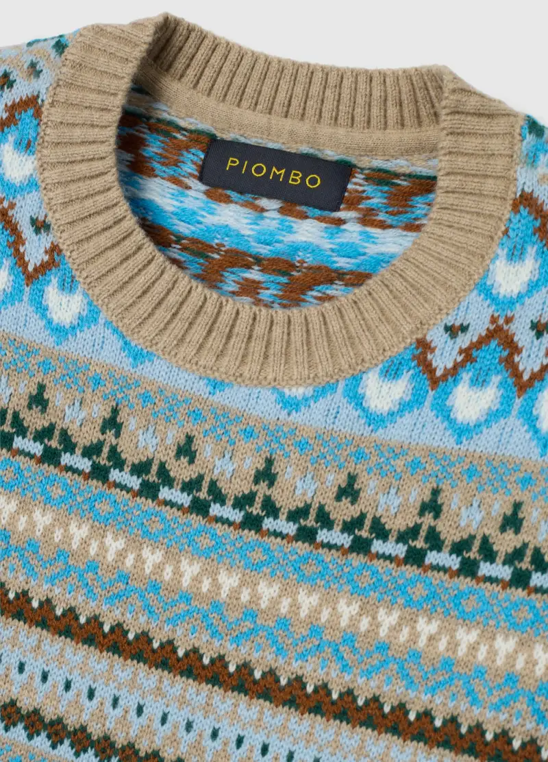 Maglione Girocollo Multicolor Con Motivo Geometrico Regular Fit, Donna, Multicolor miniatura 2