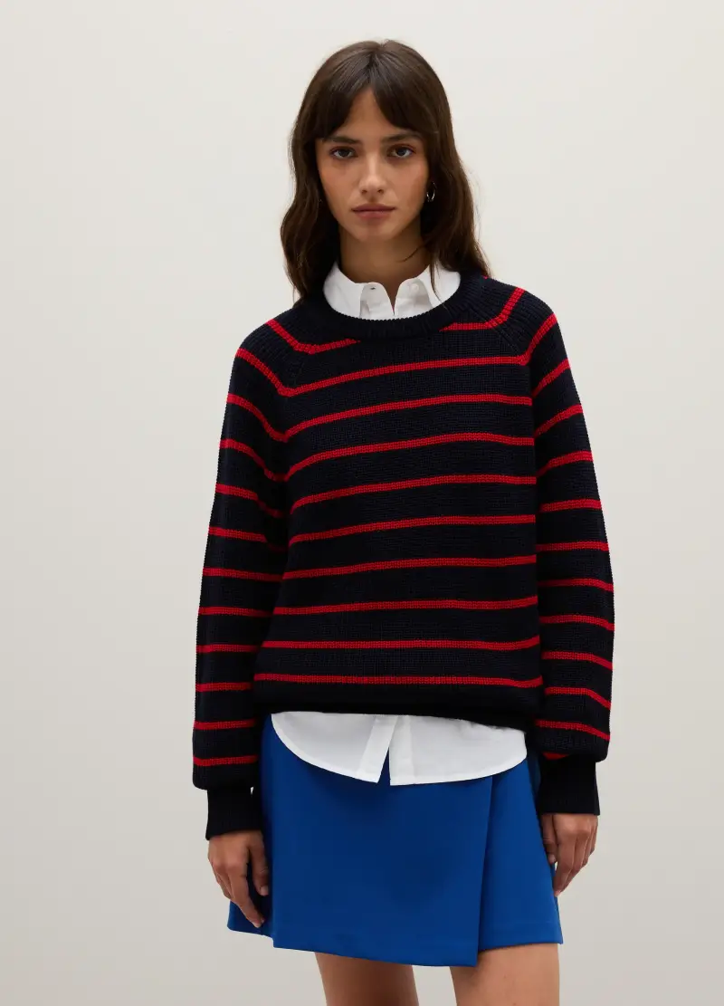 Maglione In Misto Cotone Multicolor Regular Fit, Donna, Multicolor miniatura 2