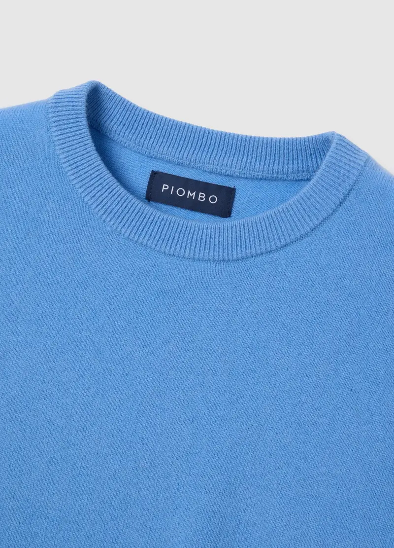 Maglione In Pura Lana Azzurro Regular Fit, Donna, Azzurro miniatura 2