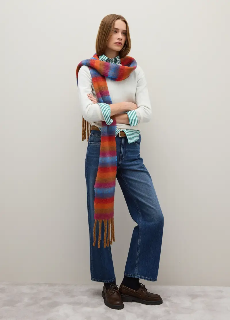 Maglione In Pura Lana Bianco Regular Fit, Donna, Bianco miniatura 2