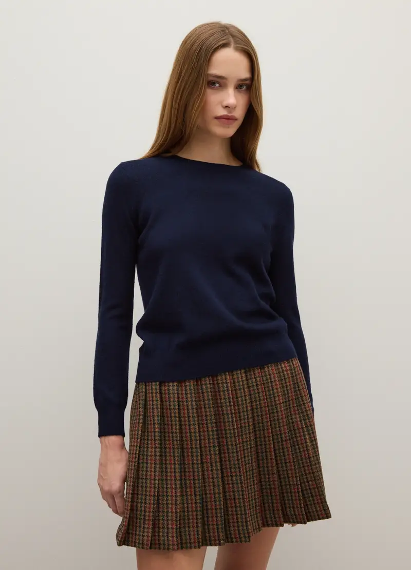 Maglione In Pura Lana Blu Regular Fit, Donna, Blu miniatura 2