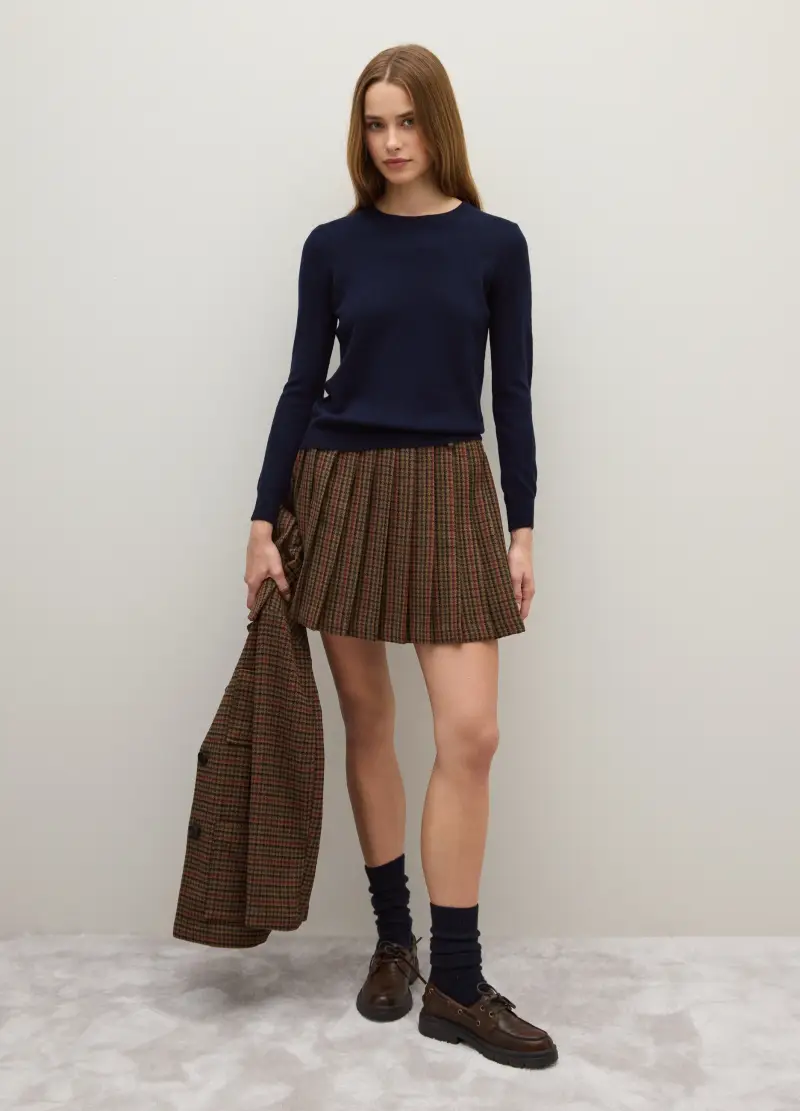 Maglione In Pura Lana Blu Regular Fit, Donna, Blu