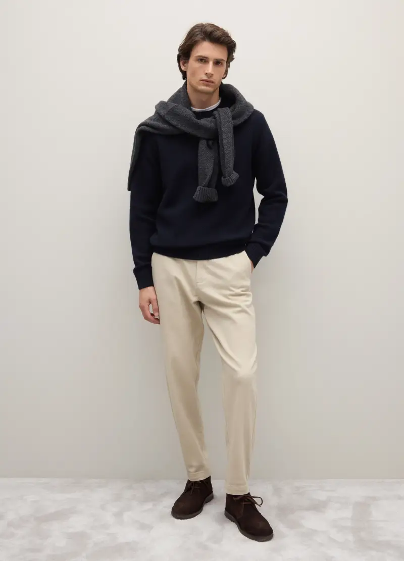 Maglione In Pura Lana Blu Regular Fit, Uomo, Blu