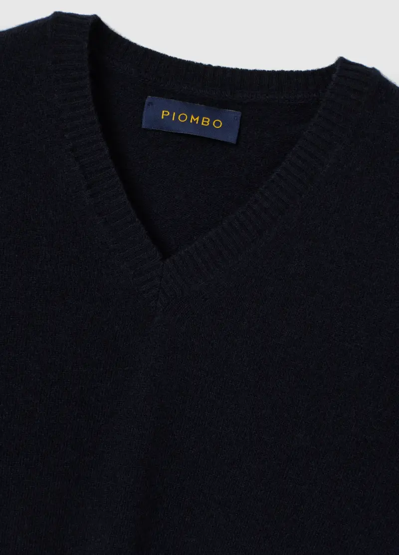 Maglione In Pura Lana D'agnello Blu Regular Fit, Uomo, Blu miniatura 2