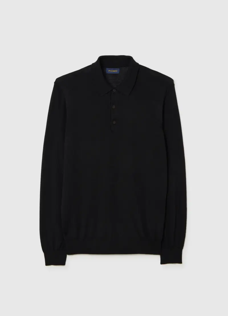 Maglione In Pura Lana Merino Nero Regular Fit, Uomo, Nero