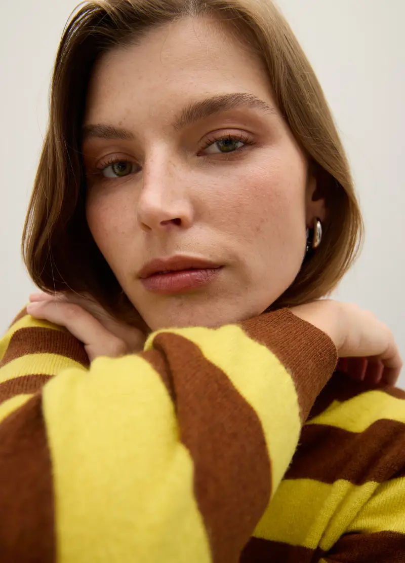 Maglione In Pura Lana Multicolor Regular Fit, Donna, Multicolor