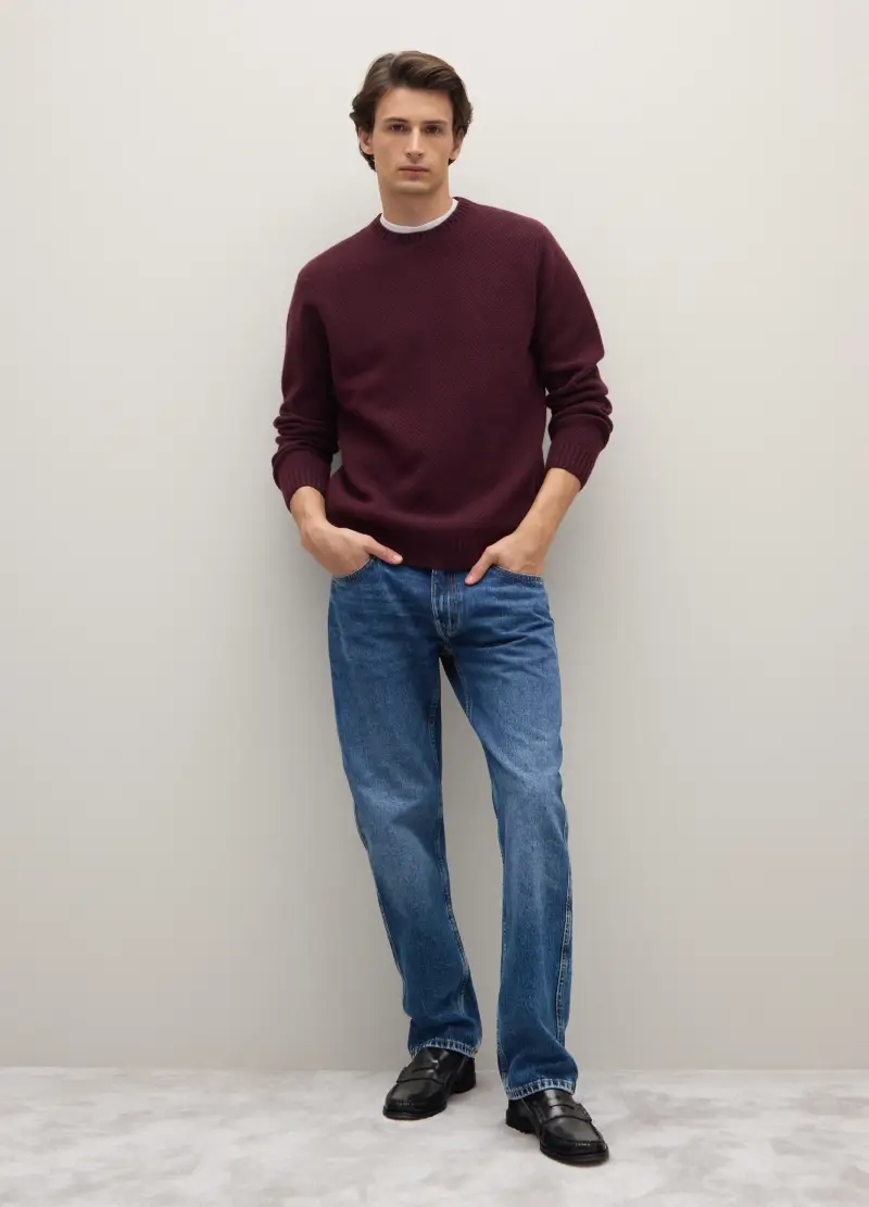 Maglione In Pura Lana Rosso Regular Fit, Uomo, Rosso miniatura 2