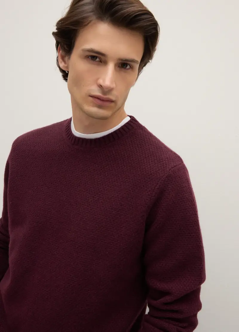 Maglione In Pura Lana Rosso Regular Fit, Uomo, Rosso