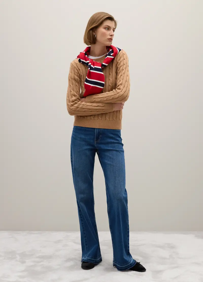 Maglione In Puro Cotone Beige Regular Fit, Donna, Beige