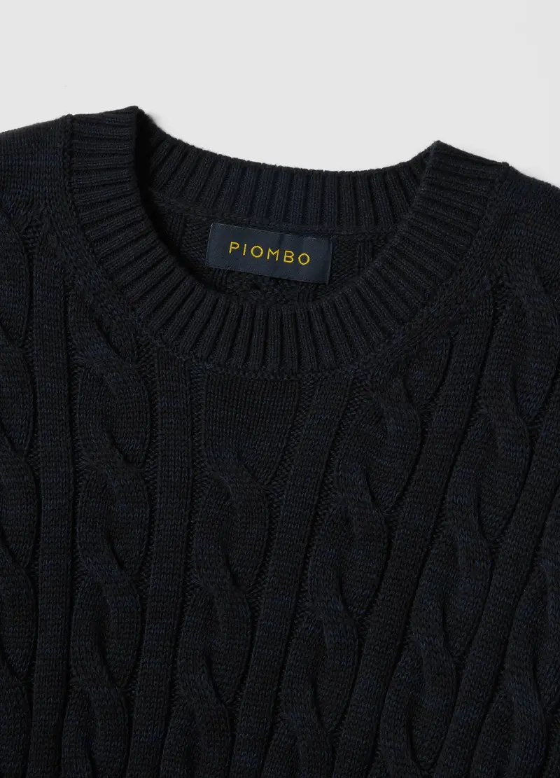 Maglione In Puro Cotone Blu Regular Fit Con Design Intrecciato, Uomo, Blu miniatura 2