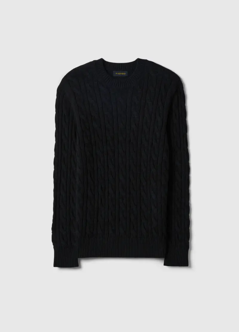 Maglione In Puro Cotone Blu Regular Fit Con Design Intrecciato, Uomo, Blu