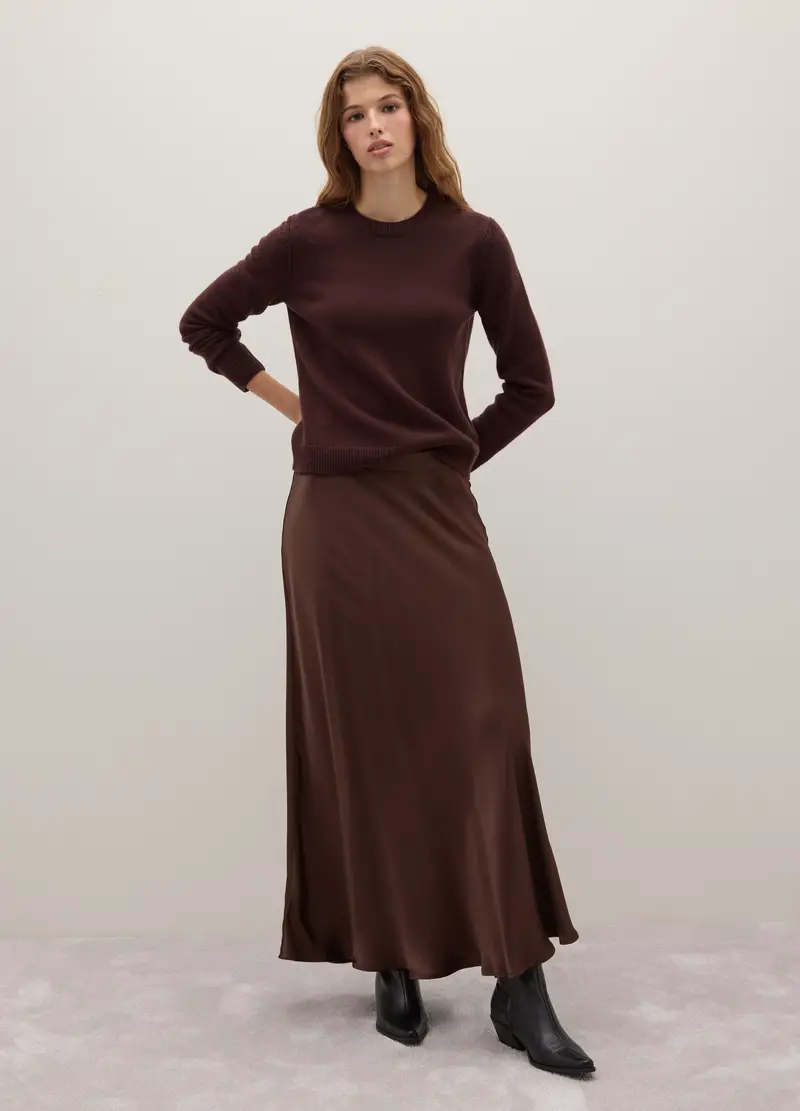 Piombo Maglione Donna Marrone in Lana e Cashmere miniatura 2