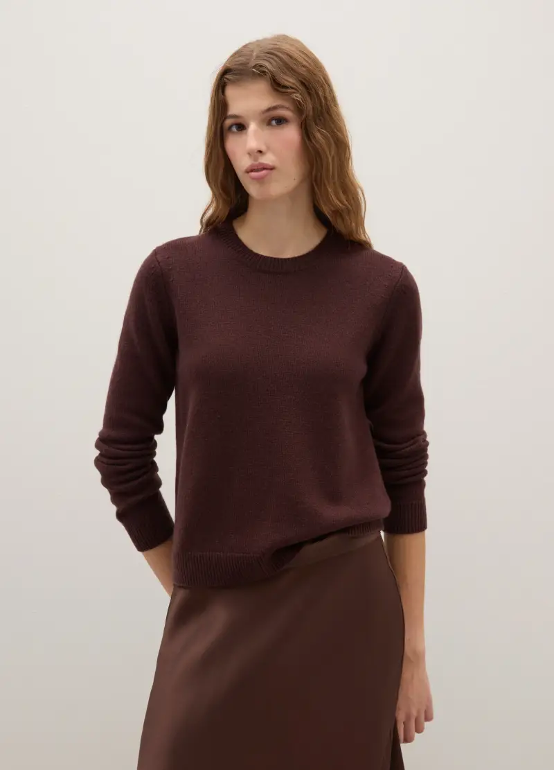 Piombo Maglione Donna Marrone in Lana e Cashmere