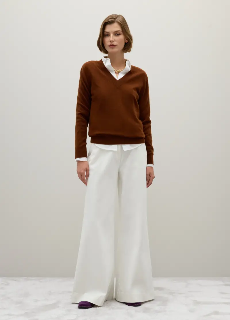 Maglione Marrone In Puro Lana, Donna, Marrone