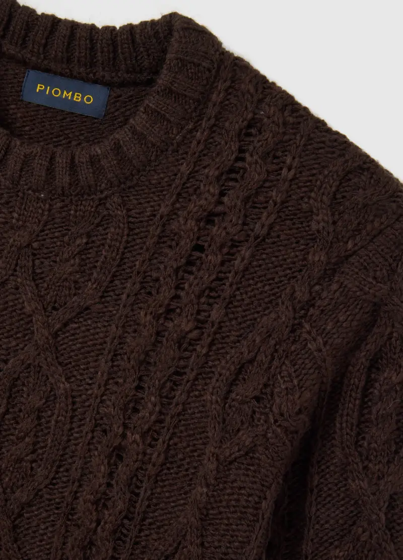 Maglione Marrone Regular Fit In Tricot, Uomo, Marrone miniatura 2