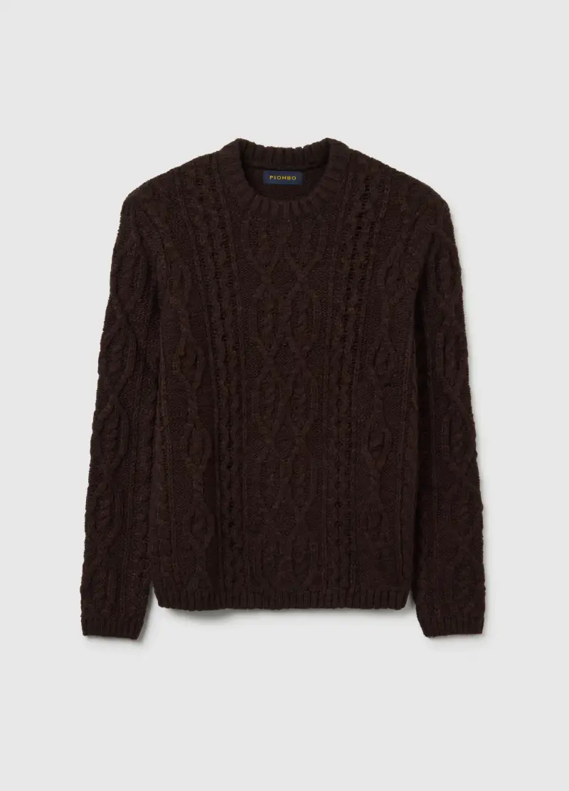Maglione Marrone Regular Fit In Tricot, Uomo, Marrone
