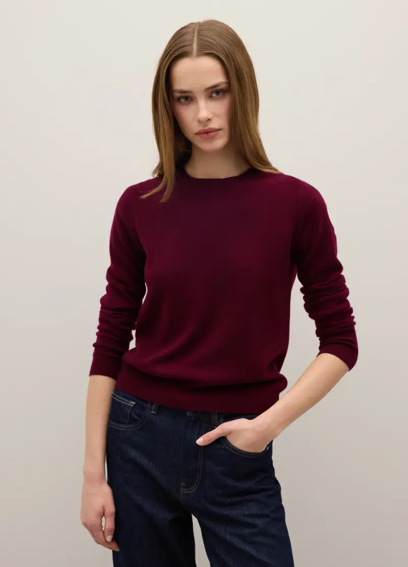 Maglione Rosso Girocollo In Puro Cashmere Regular Fit, Donna, Rosso miniatura 2