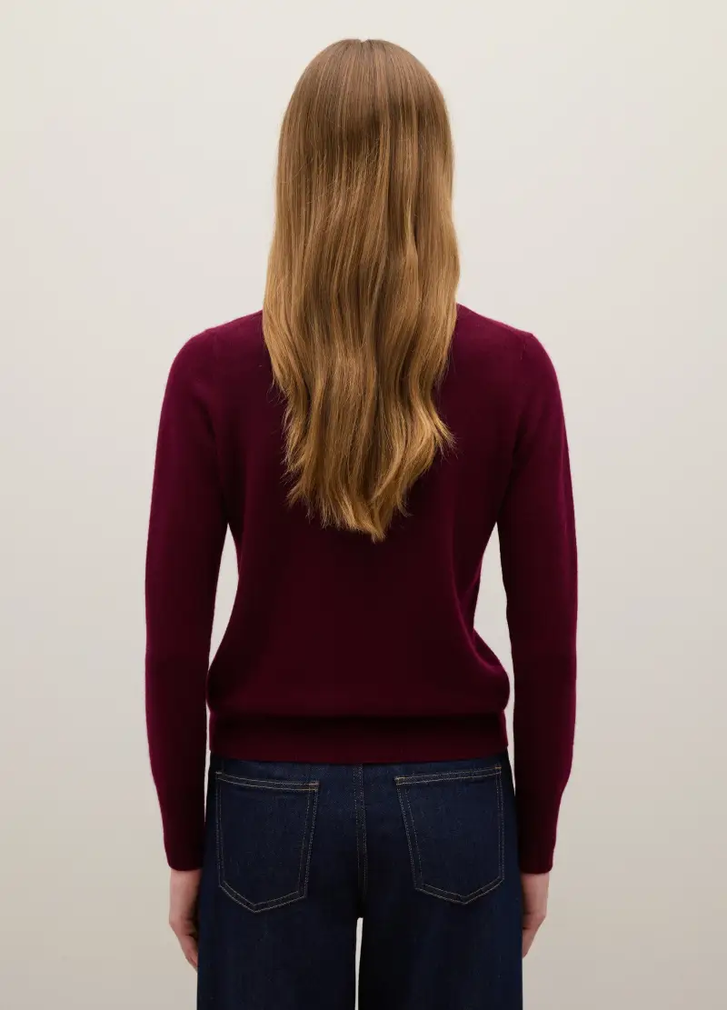 Maglione Rosso Girocollo In Puro Cashmere Regular Fit, Donna, Rosso miniatura 3