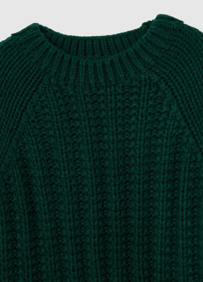 Maglione Verde Con Lavorazione A Maglia Vestibilità Oversize, Donna, Verde miniatura 2