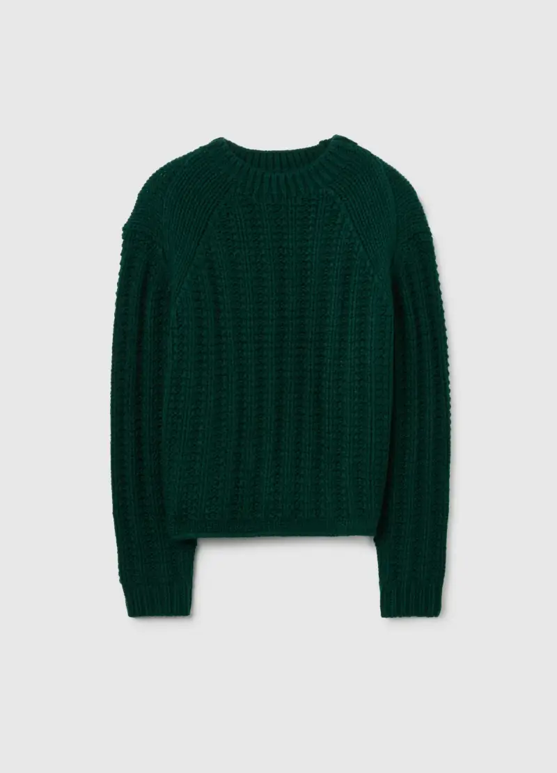 Maglione Verde Con Lavorazione A Maglia Vestibilità Oversize, Donna, Verde