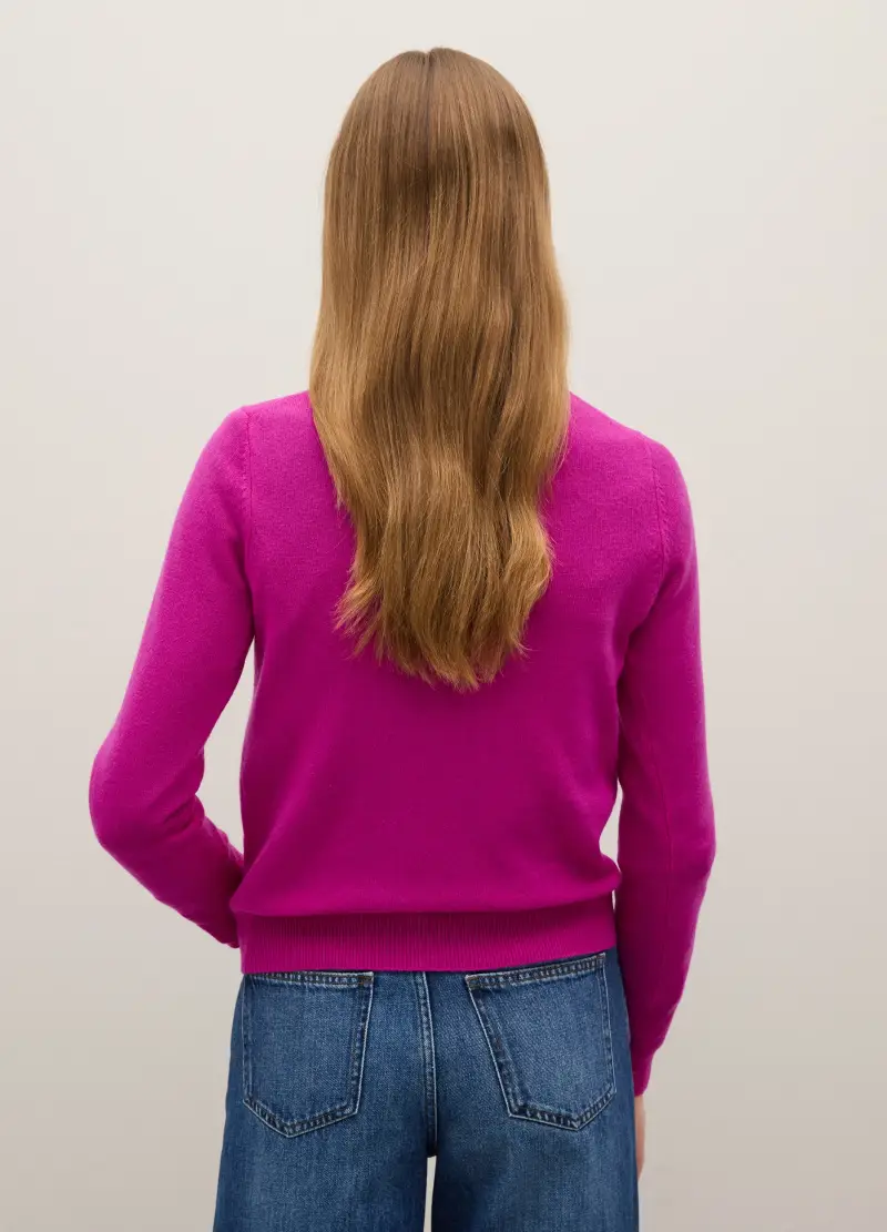 Maglione Viola Girocollo In Puro Cashmere Regular Fit, Donna, Viola miniatura 3