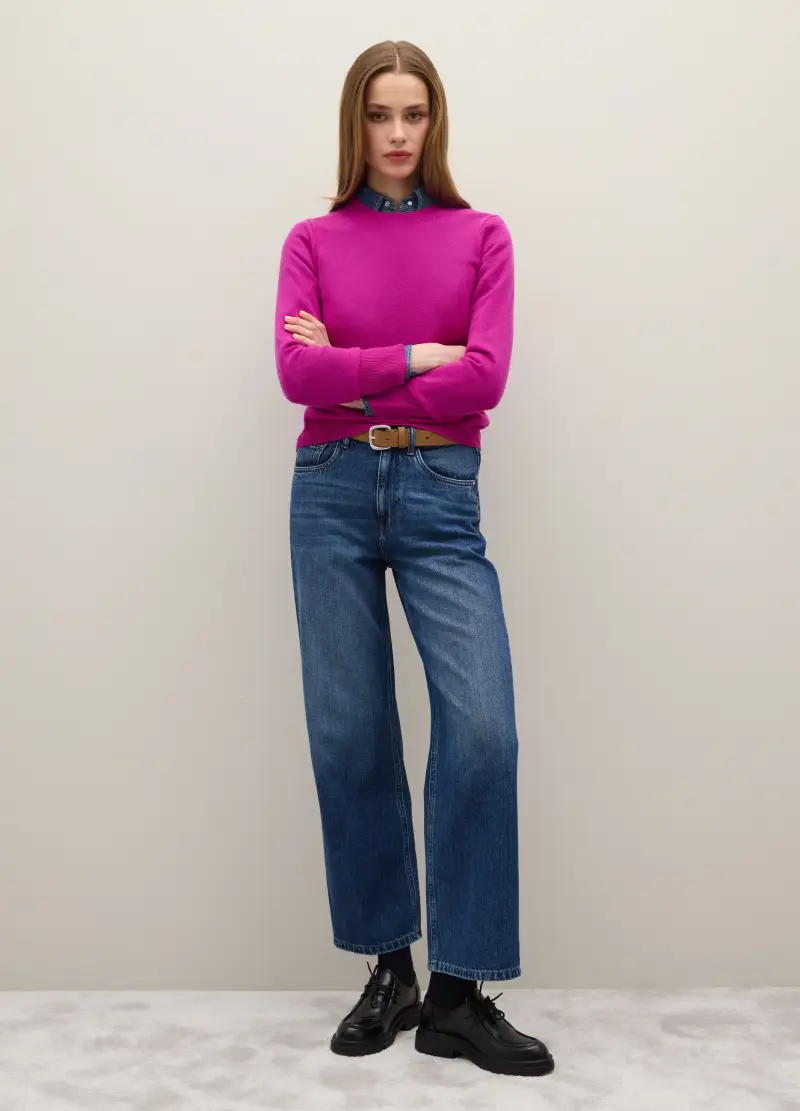 Maglione Viola Girocollo In Puro Cashmere Regular Fit, Donna, Viola