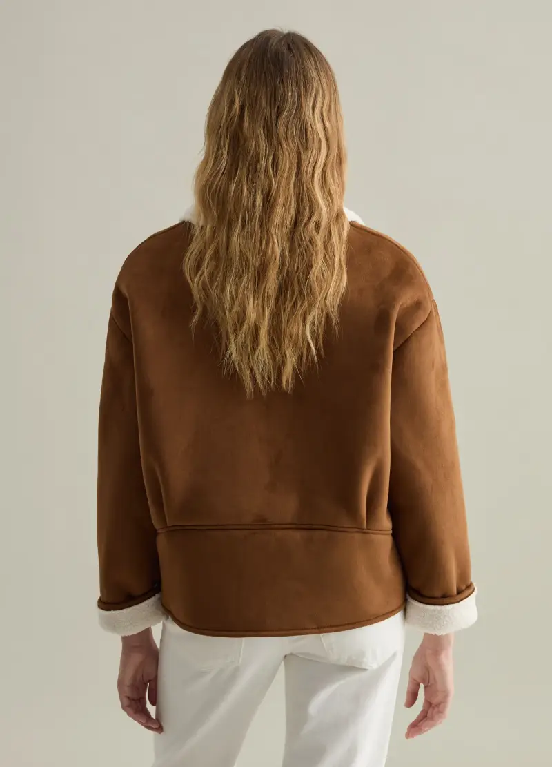 Montone Scamosciato Con Interno In Sherpa, Donna, Marrone miniatura 3