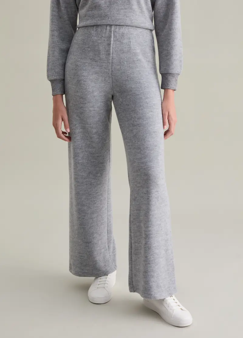 Pantalone A Gamba Larga In Maglia, Donna, Grigio miniatura 2