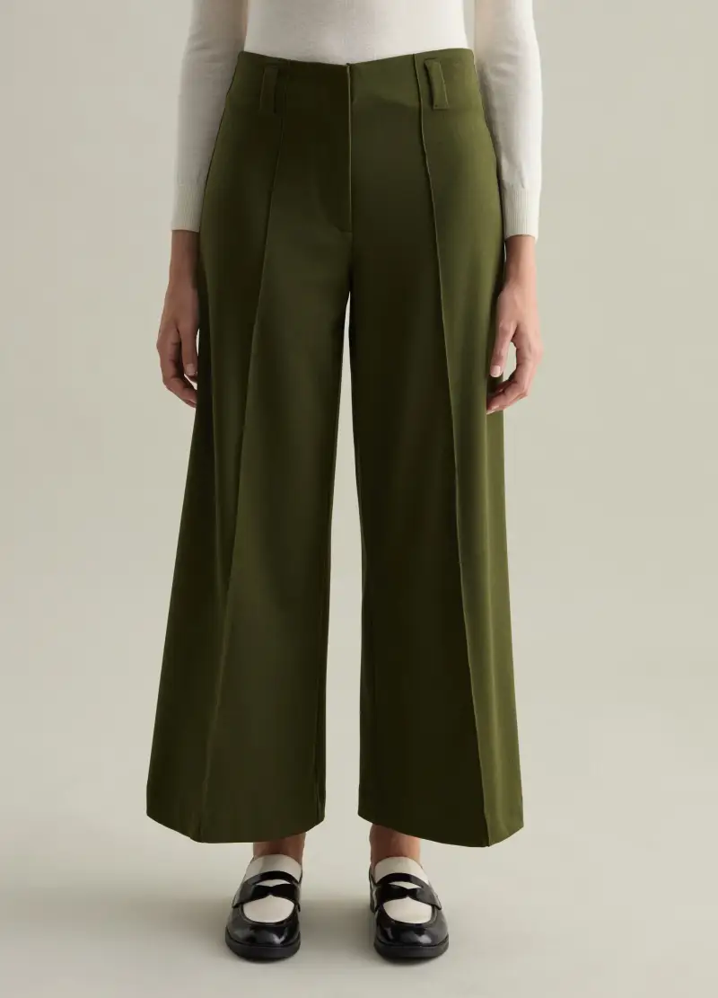 Pantalone Bootcut Fit Con Cuciture In Rilievo, Donna, Verde miniatura 2