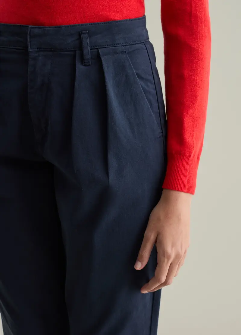 Pantalone Chino Con Pinces, Donna, Blu miniatura 3