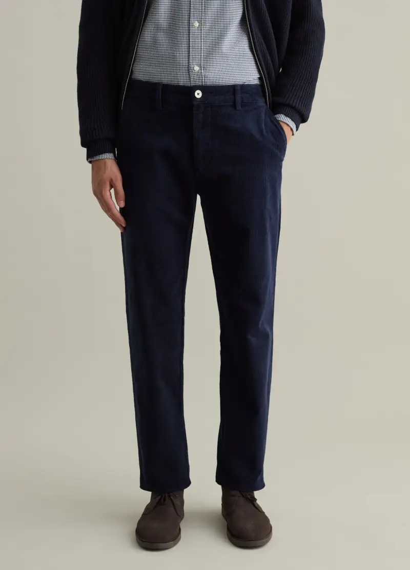 Pantalone Chino In Corduroy, Uomo, Blu miniatura 2