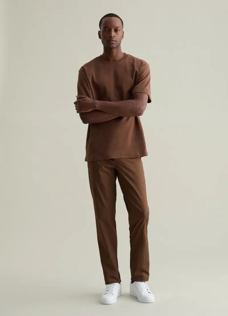 PIOMBO, Pantalone Chino In Cotone Stretch, Uomo, Marrone, Taglia: 54