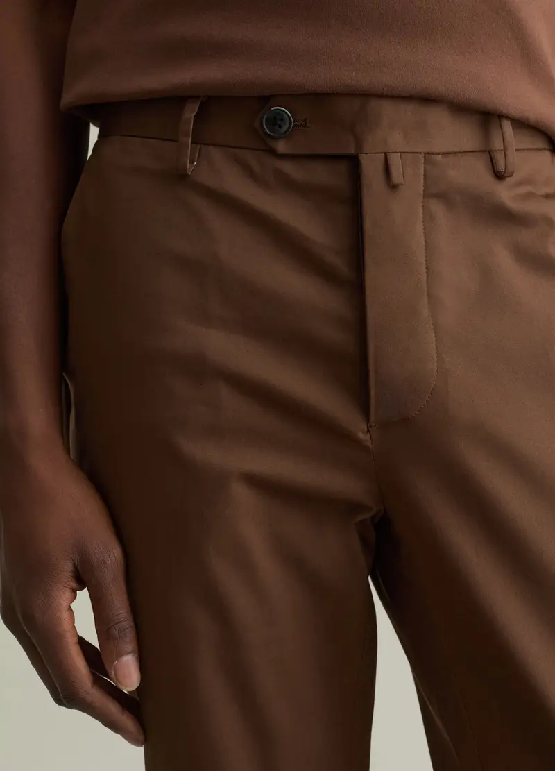 PIOMBO, Pantalone Chino In Cotone Stretch, Uomo, Marrone, Taglia: 54 miniatura 2