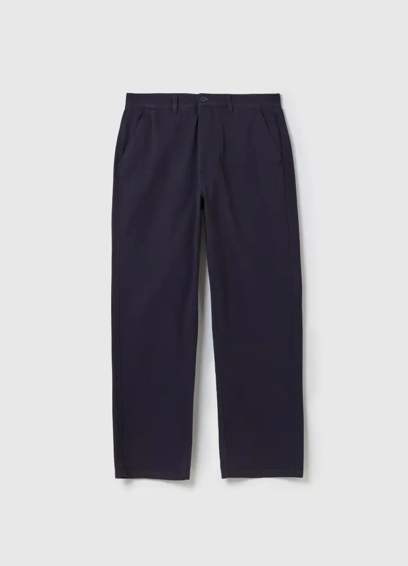 Pantalone Chino In Cotone, Uomo, Blu