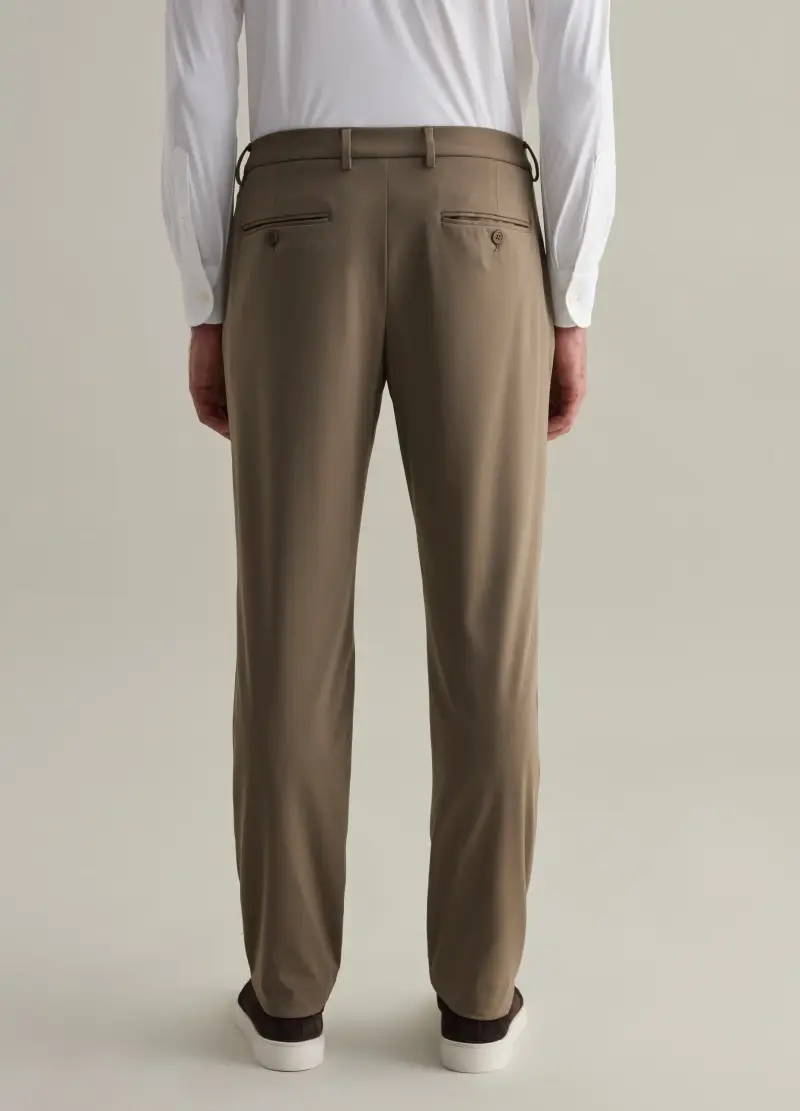 Pantalone Chino In Tessuto Tecnico Tech, Uomo, Beige miniatura 3