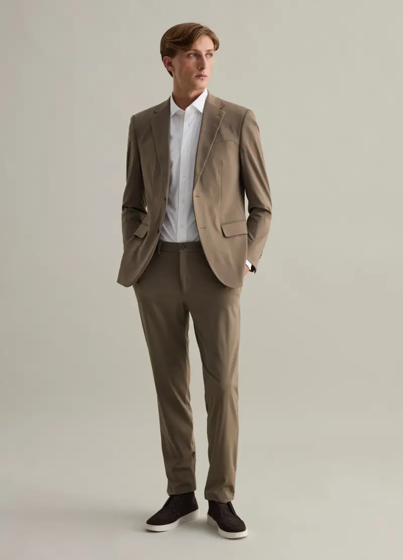 Pantalone Chino In Tessuto Tecnico Tech, Uomo, Beige
