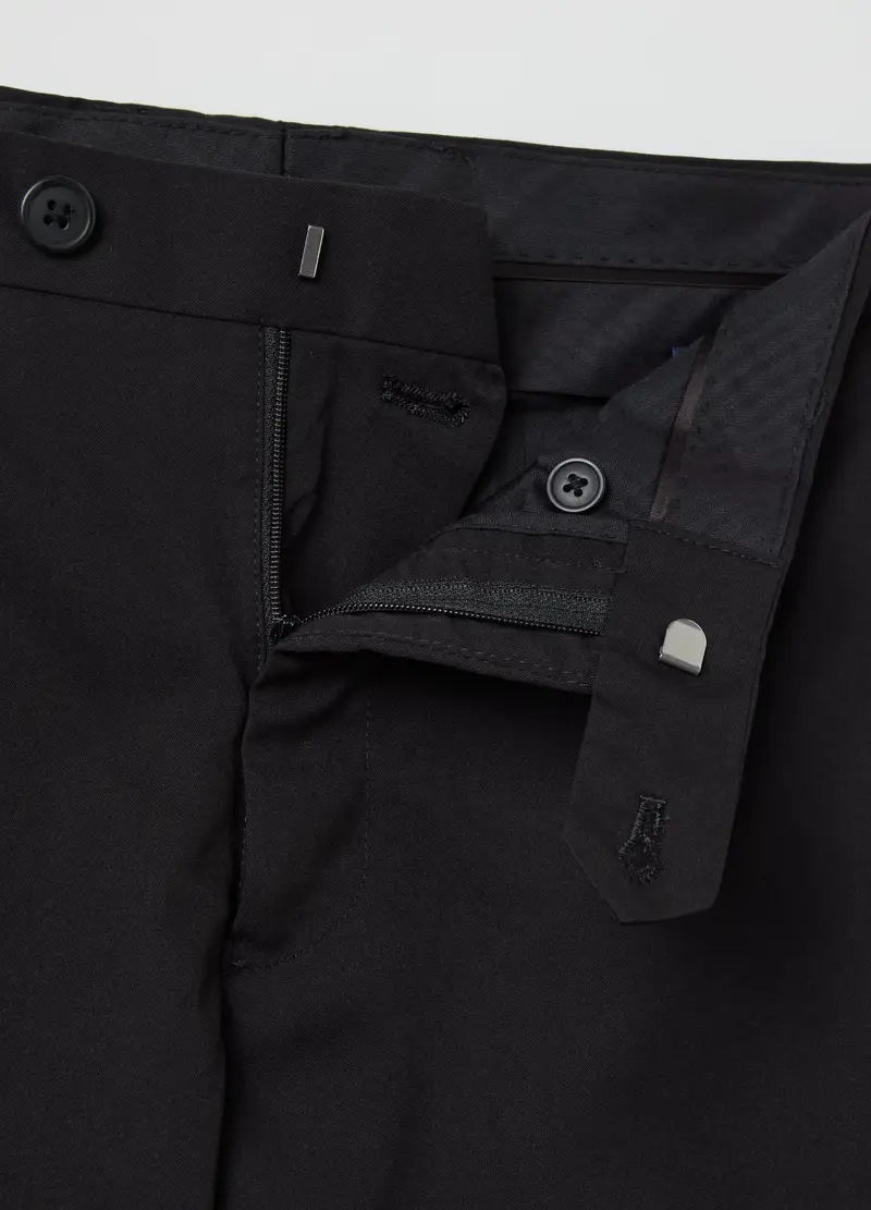 Pantalone Regular Fit Tinta Unita, Uomo, Nero miniatura 2