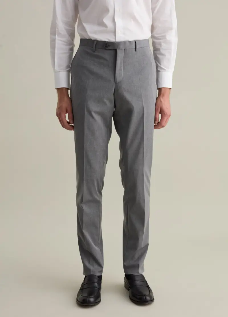 Pantalone Slim Fit In Misto Viscosa, Uomo, Grigio miniatura 2