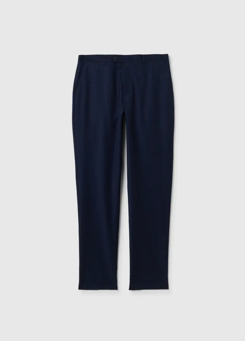 Pantaloni A Quadri Blu Elasticizzati Vestibilità Regular, Uomo, Blu