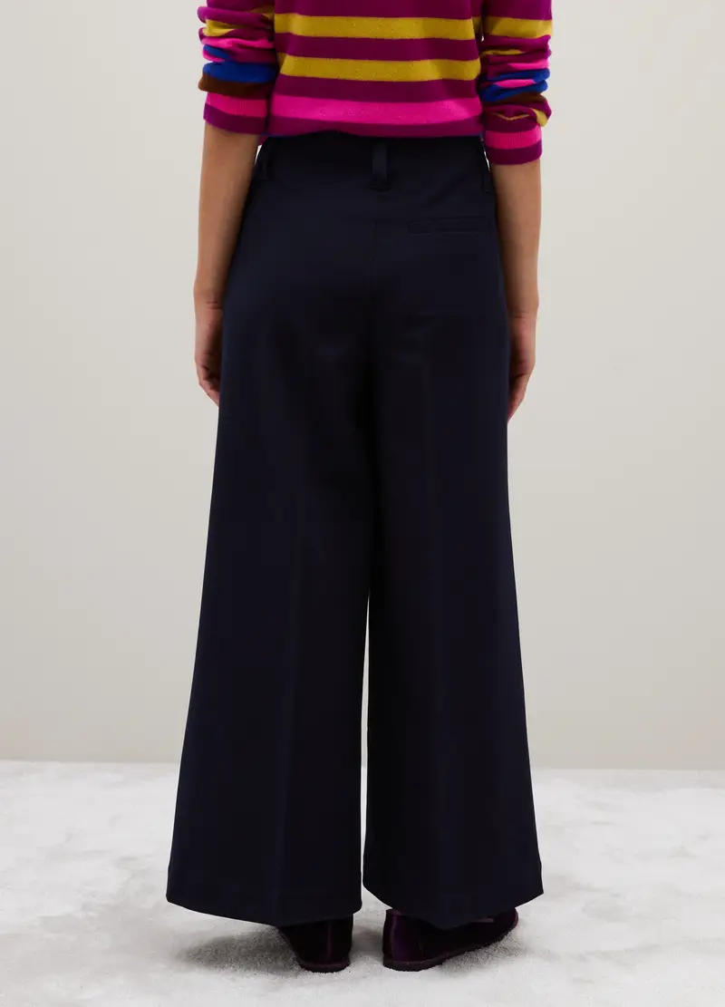 Pantaloni Ampi Blu A Gamba Larga, Donna, Blu miniatura 3